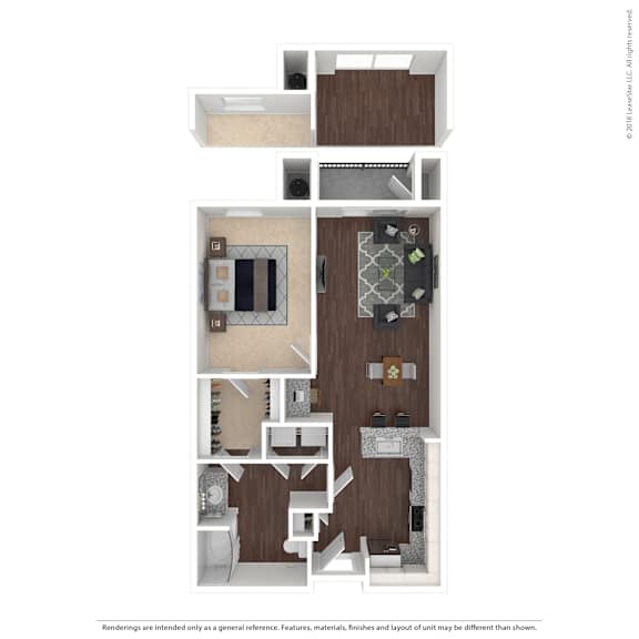A floor plan of a house with a kitchen, living room, and bathroom.