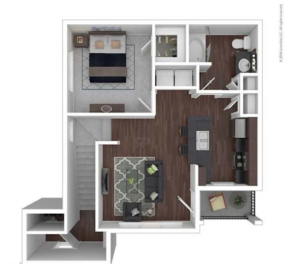 The Oak Floor Plan at Woodbridge Villas Apartments, Sachse