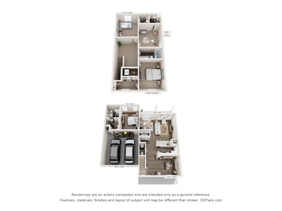 Two images of apartment layouts with a disclaimer at the bottom.