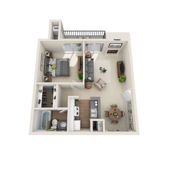 a floor plan of a 1 bedroom 1190 sq ft