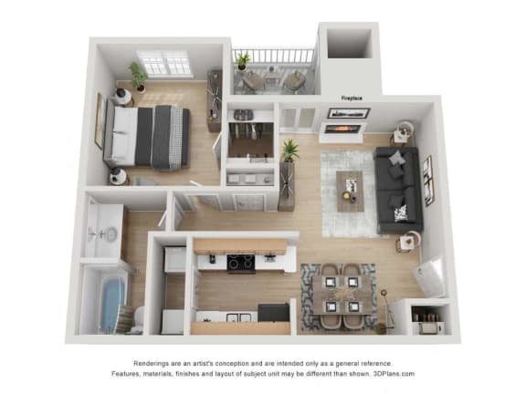 a 1 bedroom floorplan is shown in this illustration