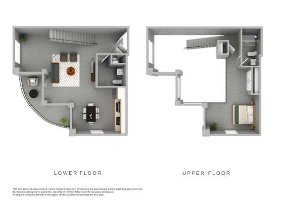 A diagram shows the layout of a house with a lower and upper floor.