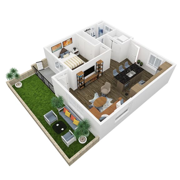 isometric view of a 3d floor plan of a house