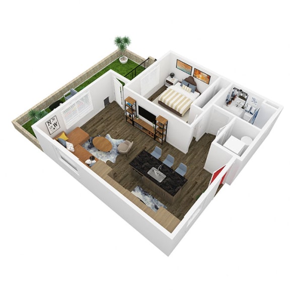 a floor plan of a house with a bedroom and a living room