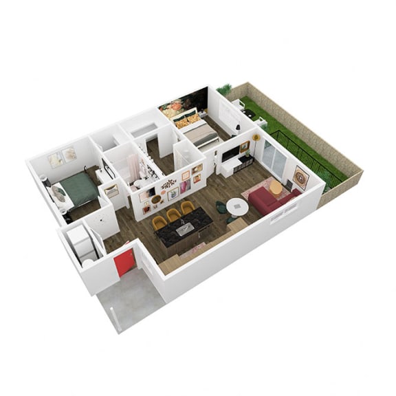 a floor plan of a house with a bedroom and a living room