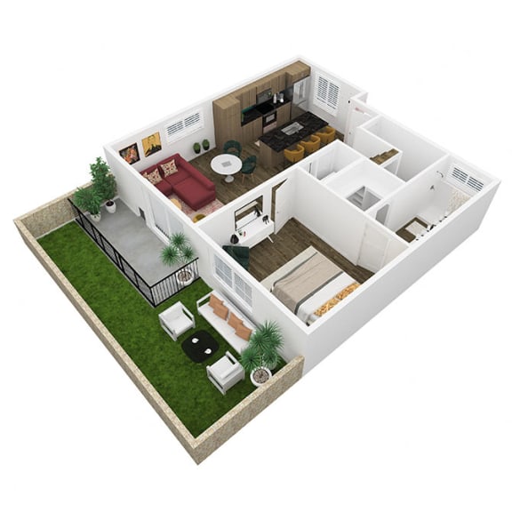 isometric view of a 3d floor plan of a house