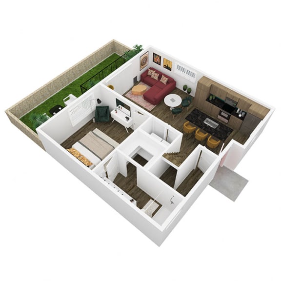 a floor plan of a home with a bedroom and a living room