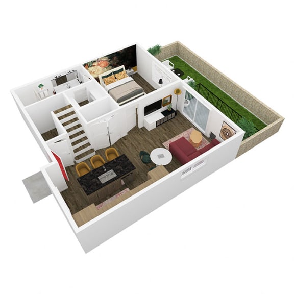 a floor plan of a house with a bedroom and a living room