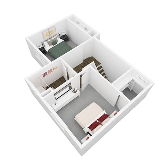 a floor plan of a bedroom with a bed and a desk