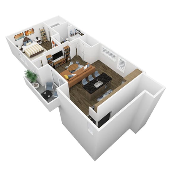a bedroom and living room are shown in this floor plan