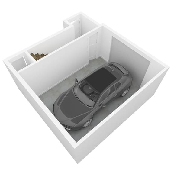 illustration of the interior of a car garage