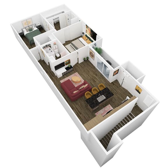 a floor plan of a home with a bedroom and a living room
