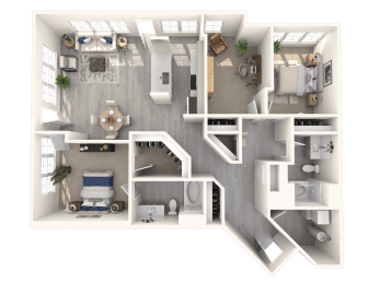 a floor plan of a house with a bedroom and a kitchen