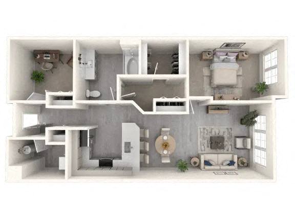 a floor plan of a house with a bedroom and a living room