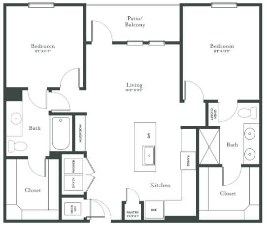 A black and white image of a floor plan for a house.
