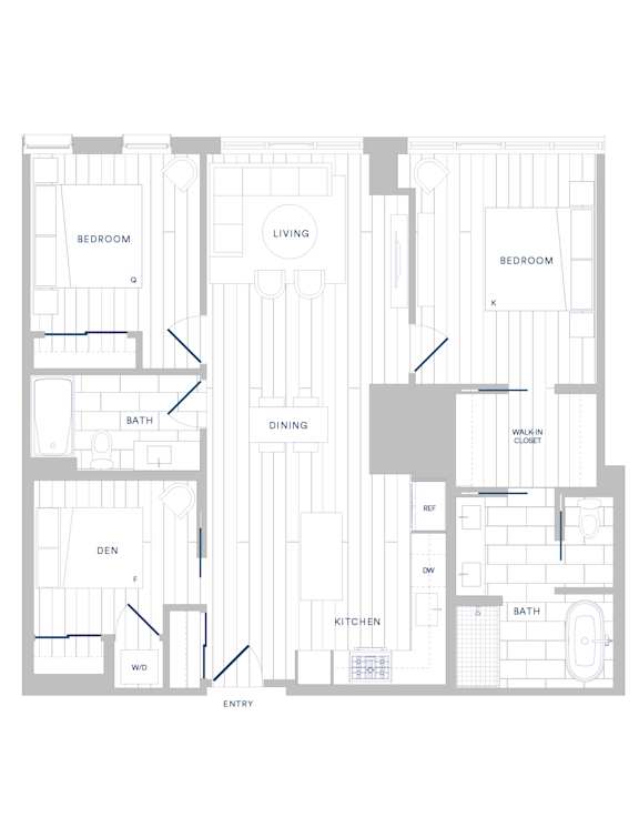 A floor plan of a house with labeled rooms.