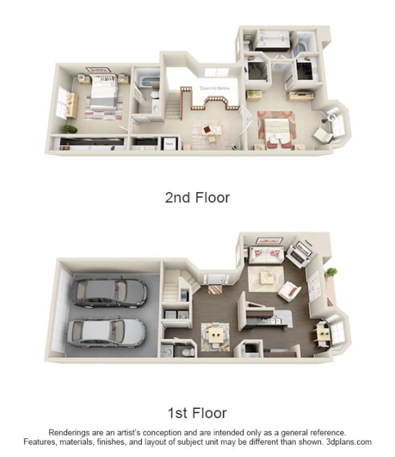 a comparison of a 2nd floor and a 1st floor floor plan