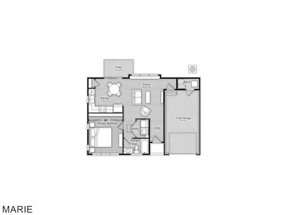 A floor plan of a house layout with the name MARIE written below it.