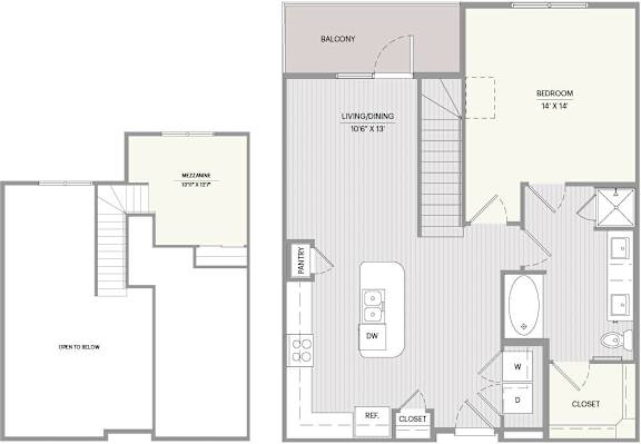 A floor plan of a two-story house with a balcony, living room, dining room, kitchen, bathroom, and closet.