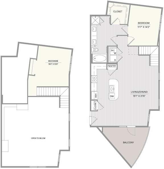 A floor plan shows a bedroom, a pantry, and a living/dining area.