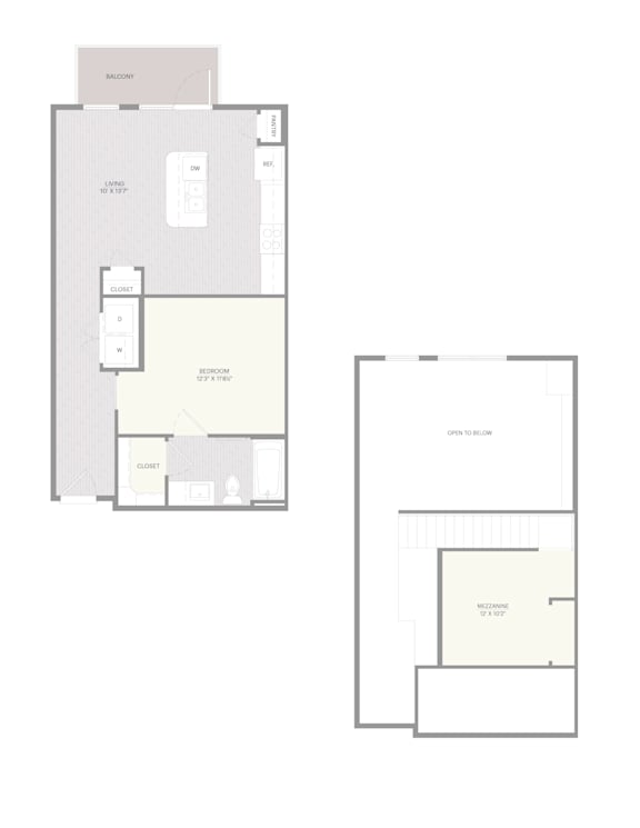 A floor plan of a house with a balcony, two bedrooms, and a bathroom.
