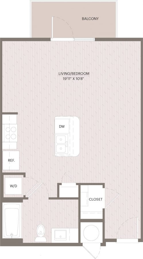 A floor plan of a living and bedroom area with a closet and a reference room.