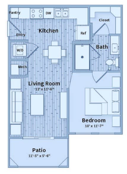 A blueprint of a house layout with labeled rooms such as kitchen, living room, and bathroom.