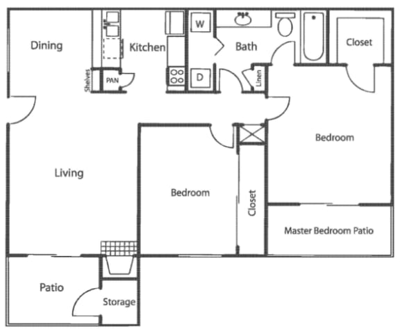 a floor plan of a house with a bedroom and a living room