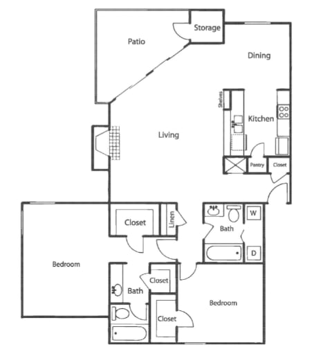 a floor plan of a house with a bedroom and a living room