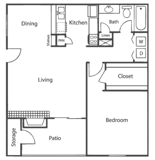 a floor plan of a house with a bedroom and a living room
