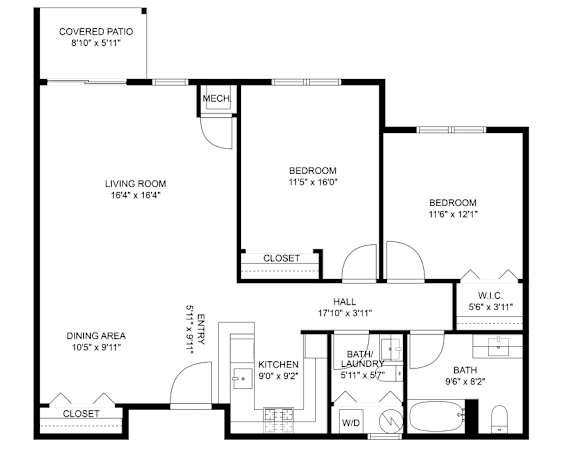 A black and white image of a floor plan for a house.
