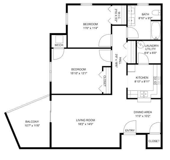 A black and white image of a floor plan for a house.