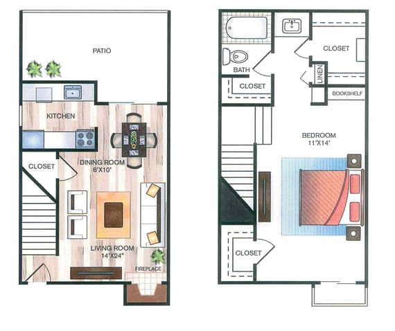 A floor plan of a house with a kitchen, living room, dining room, and bedrooms.