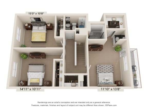 a 3d image of a floor plan of a house