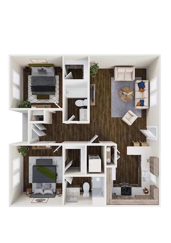 a1 floor plan  1 bedroom with 2 baths  129796