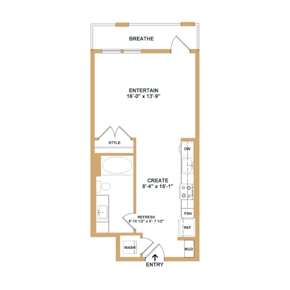 A floor plan of a bathroom with a toilet, sink, and shower.