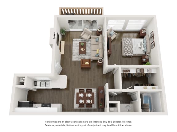 bedroom floor plan at the approach at summit park apartments in hendersonville, nc