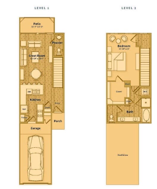 A floor plan of a two-story house with labeled rooms.