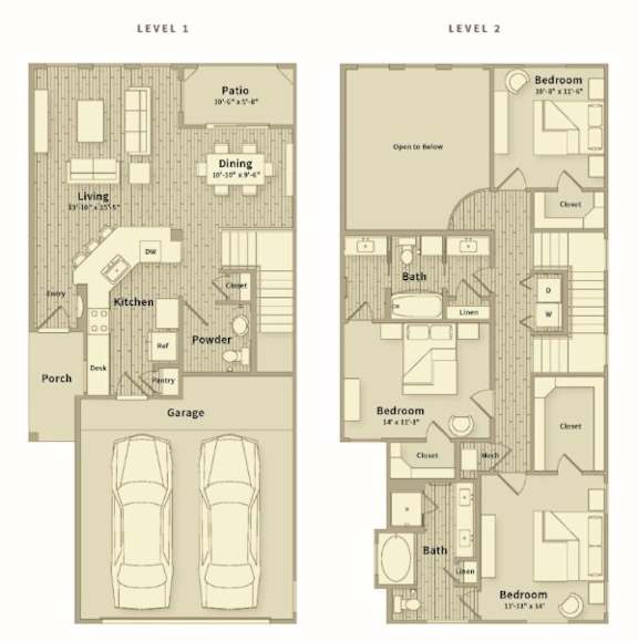 A floor plan shows two levels of a house with labeled rooms and dimensions.