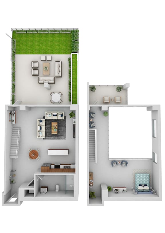 a floor plan of a house with a bedroom and a living room