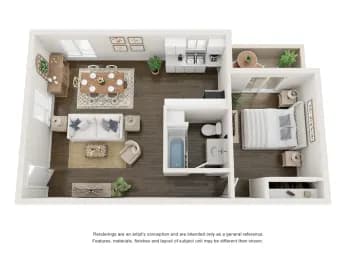 Taylor Brooke Apartments 1 Bedroom Floorplan
