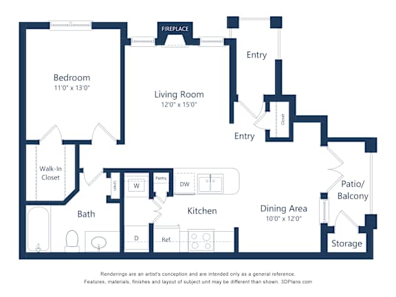 A floor plan of a house with a living room, dining area, kitchen, and bath.