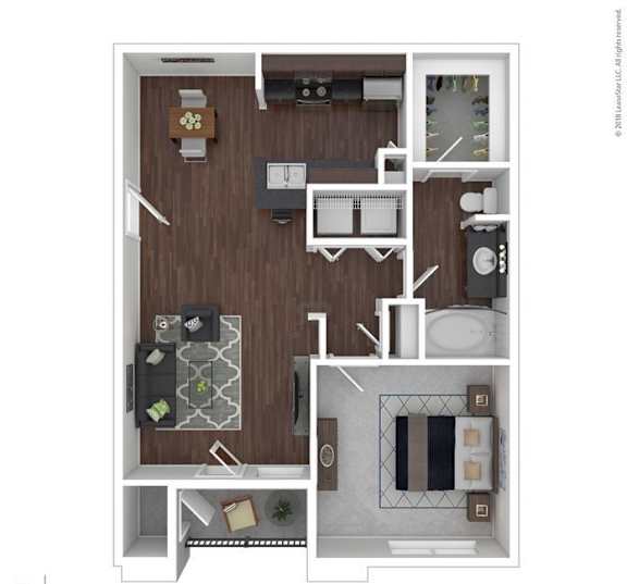 The Creek Floor Plan at Woodbridge Villas Apartments, Texas