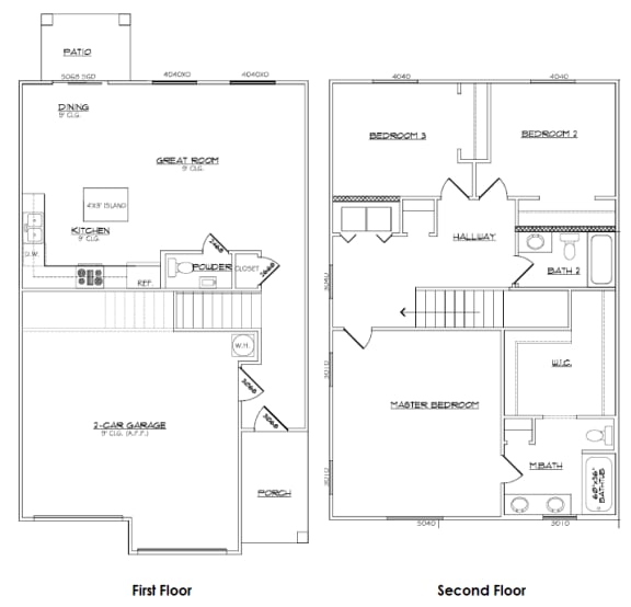 two floor plans of a house with different floors and layouts