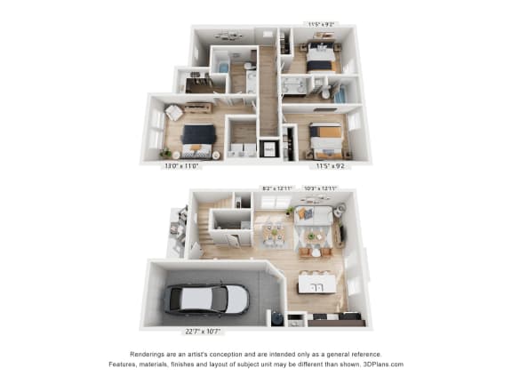 a comparison of a 1 bedroom floor plan and a 2100 sqft apartment