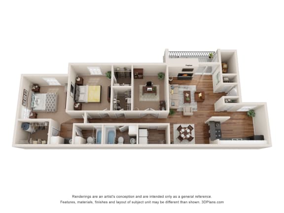 bedroom floor plan an in 3d