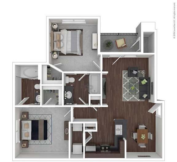 The Park Floor Plan at Woodbridge Villas Apartments, Texas, 75048