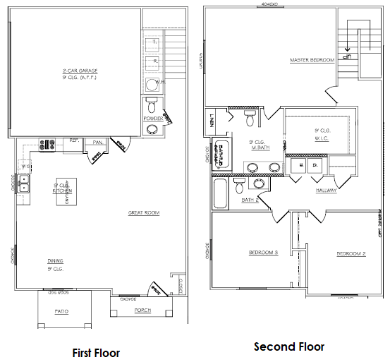 floor plan of the second floor and first floor of a house