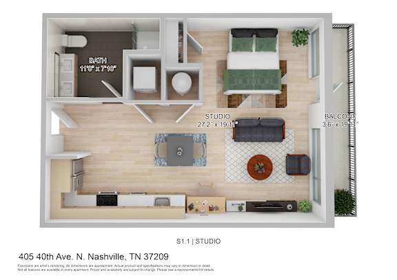 a 1 bedroom floor plan