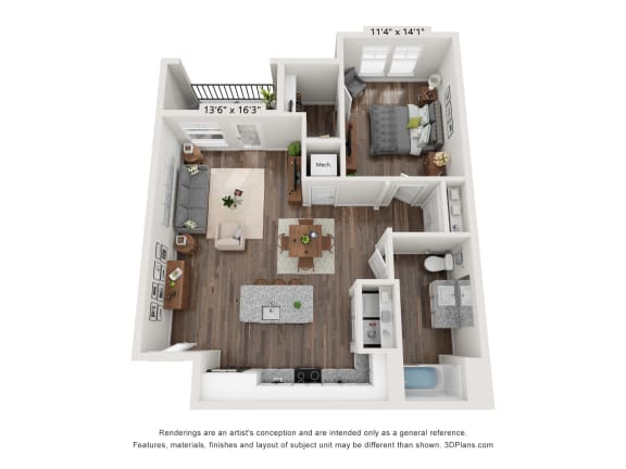 bedroom floor plan | luxury apartments in towson md | the mille brookhaven apartment